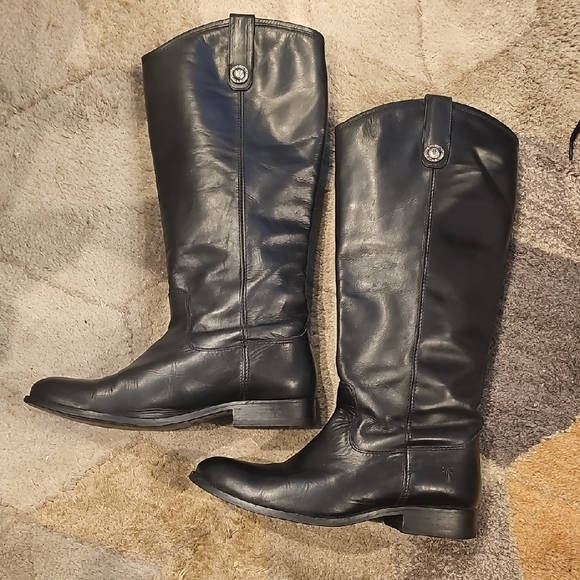 Frye Women's Melissa Button Riding Boots - Round Toe Sz 7.5B - Picture 1 of 4